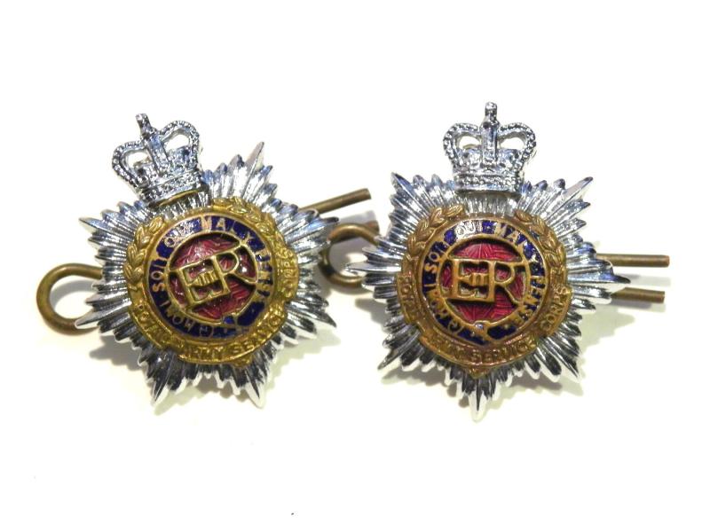 Pair QEII RASC Officers Collar Dogs.