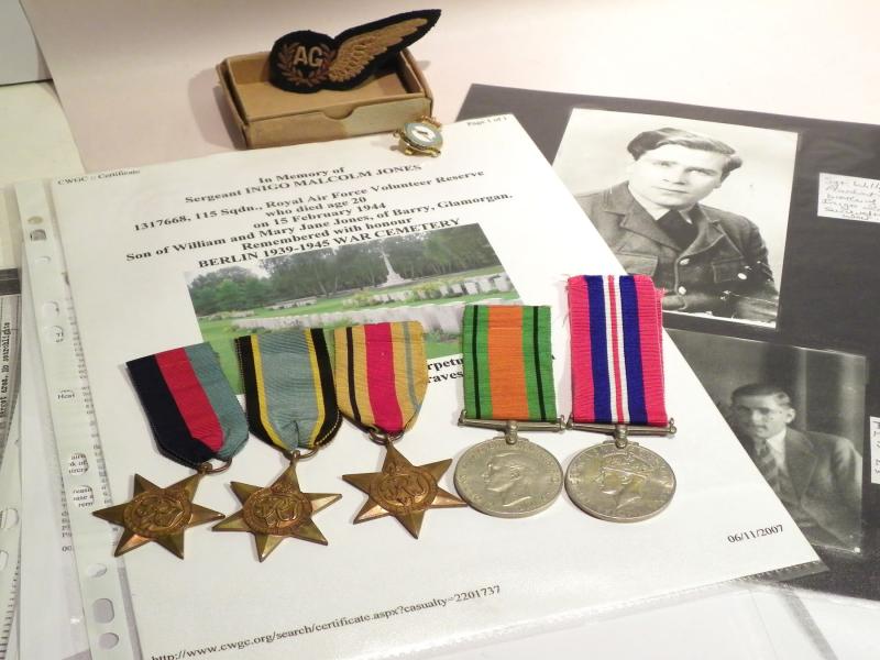 WW2 ACE Medal Group of 5 to Air Gunner Jones KIA Over Berlin