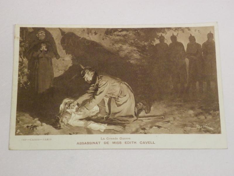 WW1 Era French Postcard – Assassination of Edith Cavell