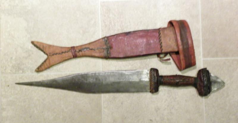 Vintage Tebu Arm Dagger with Scarce Fish Tail Scabbard.