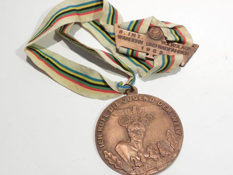 A 1980’s German Sports medallion with Honour 1936 Berlin Olympics Bronze