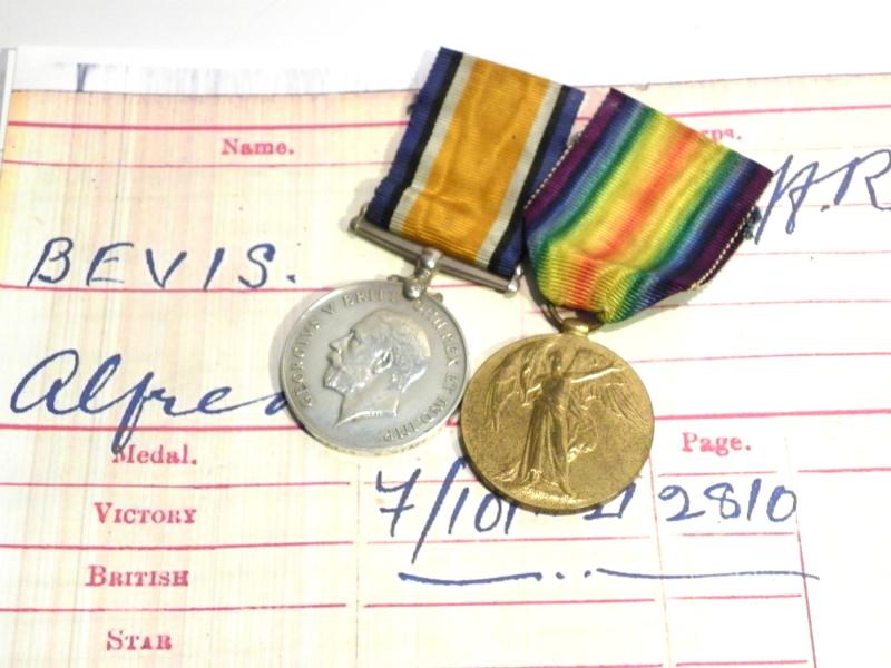 WW1 Medal Pair to Bevis South Staffordshire Regiment.