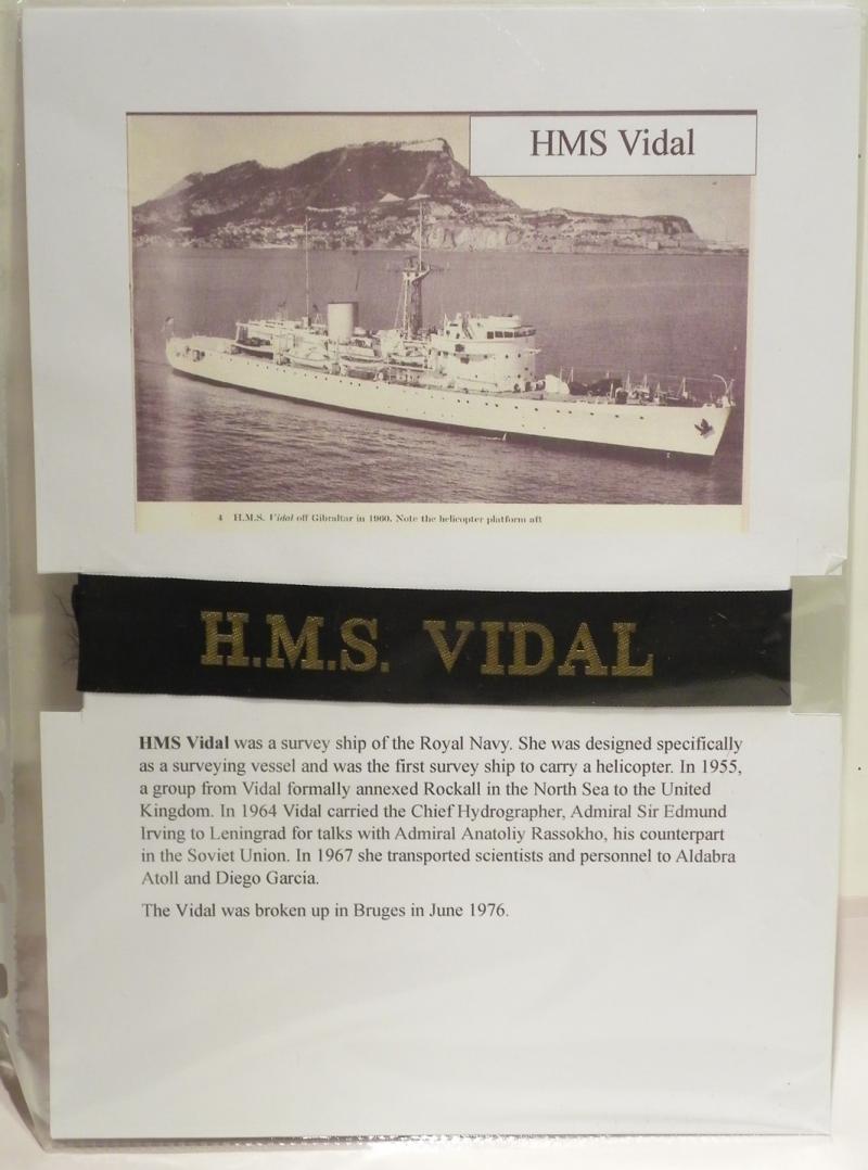 Vintage HMS Vidal Cap Tally