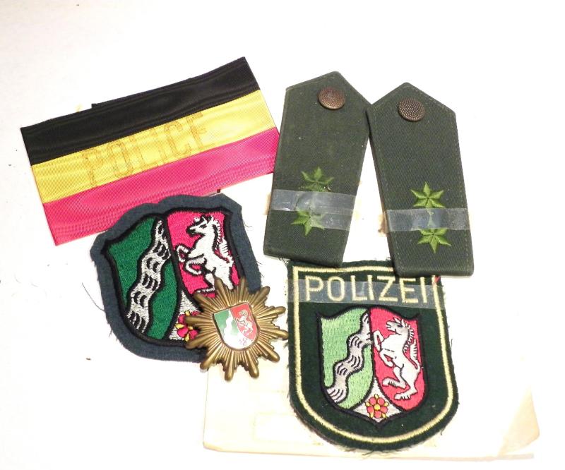 Selection of Vintage German Police Inspector Cloth Patches, Shoulder Board, Badge Etc