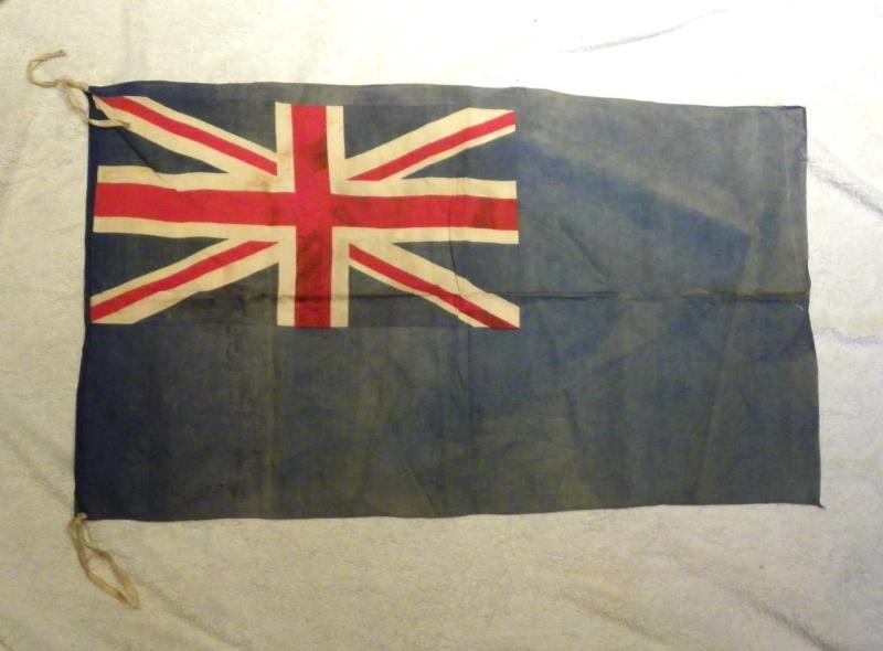 Old Printed Blue Ensign Linen Flag