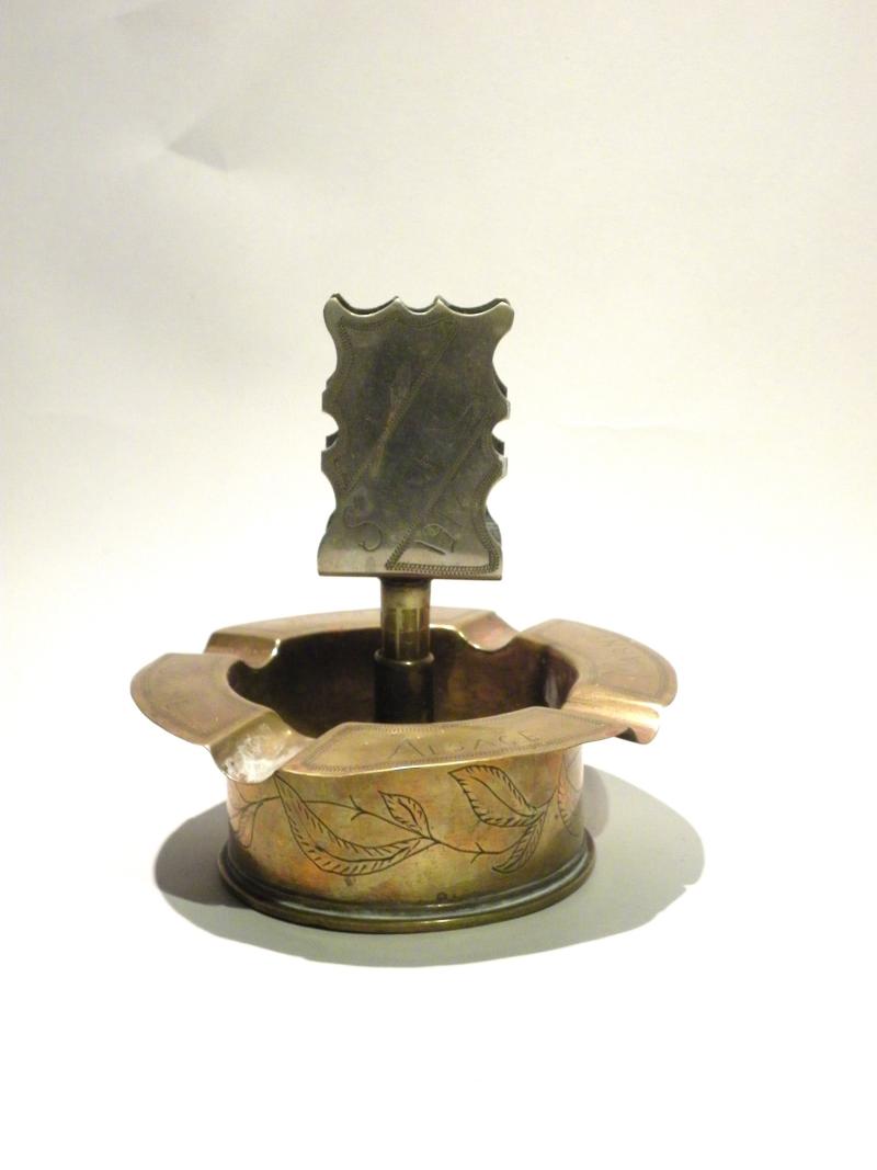 WW1 Era French Trench Art Ashtray & Matchbox Holder Stand