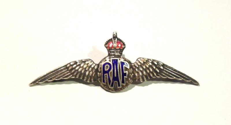 WW2 Era Sterling Silver & Enamel RAF Sweetheart Brooch 1