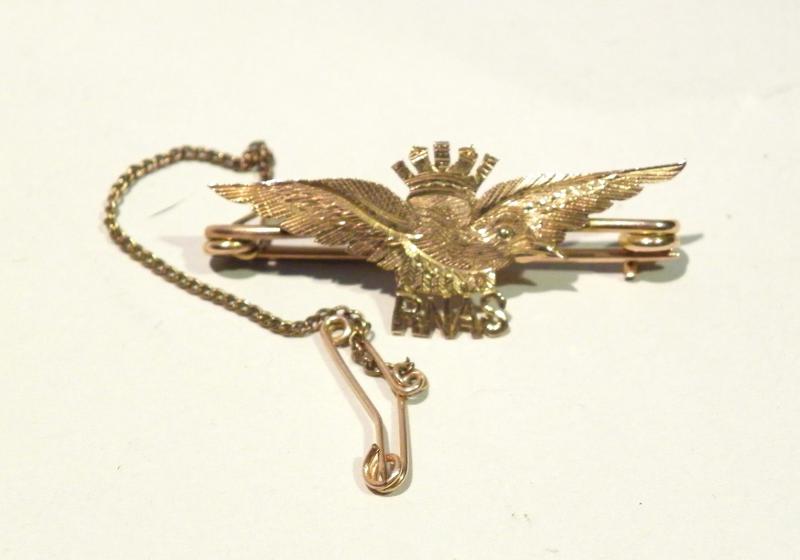 Scarce WW1 Era 9ct Gold RNAS Royal Naval Air Service Sweetheart Brooch 6