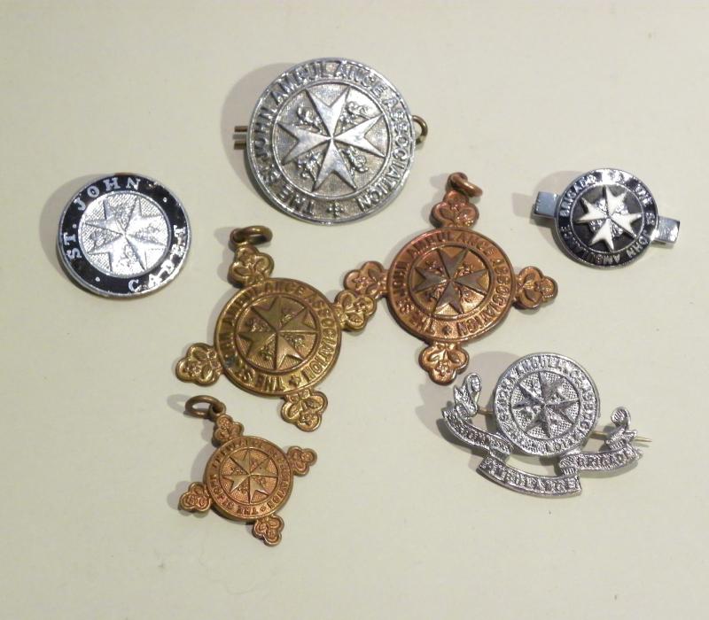 Selection of 7 Vintage St John Ambulance Badges & Medals