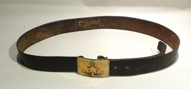 WW2 Era Soviet Navy Leather Belt and Brass Buckle