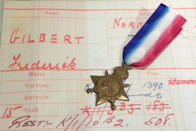 WW1 1914/15 Star to Gilbert Norfolk Regiment