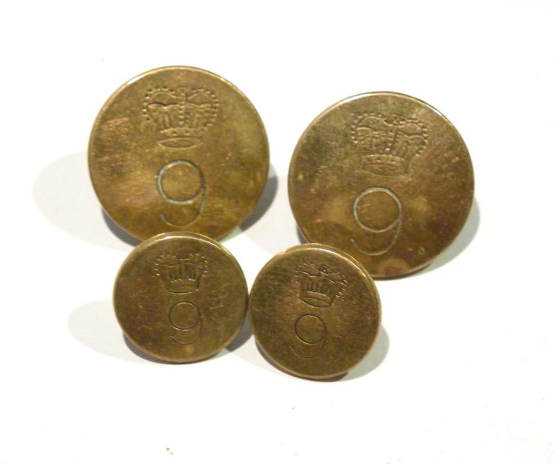 Scarce Group of 4 Victorian Era 9th East Norfolk Regiment of Foot Buttons