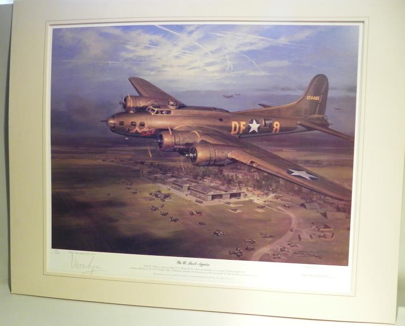 Large Mounted Lt Edition Print B-17 Flying Fortress Signed by Vera Lynn