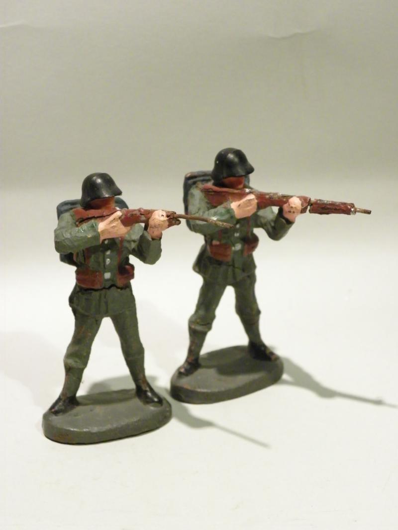 2 Large WW2 Era German Elastolin Soldiers.