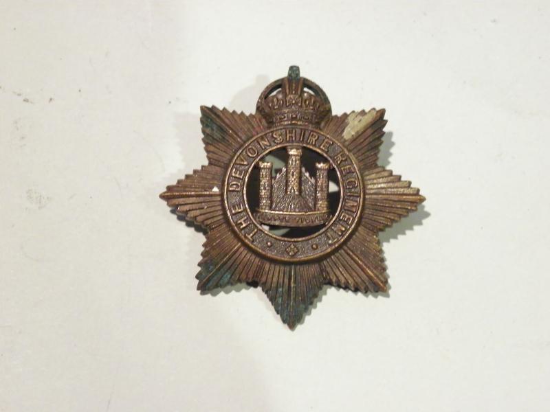 WW1 Era Devonshire Regiment Officers Cap Badge.