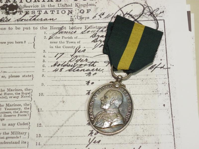 George V Territorial Efficiency Medal to Sotheran 6th West Yorkshire Reg.