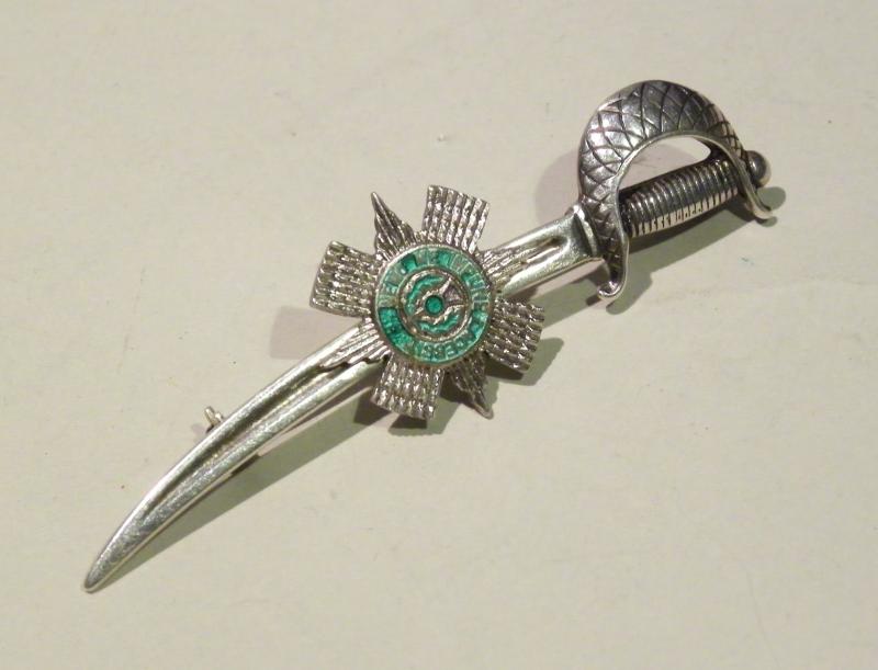 1920's Sterling Silver  Scots Guards Sabre Sweetheart Brooch