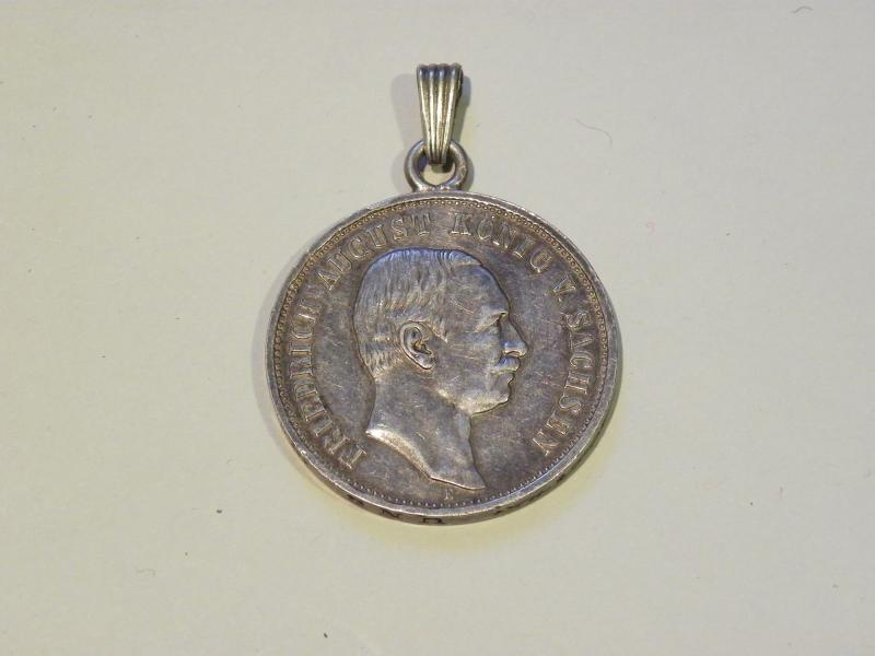 1909 German Saxony 3 Mark Coin Award.