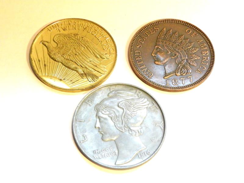 3 Large US Coin Medallions.