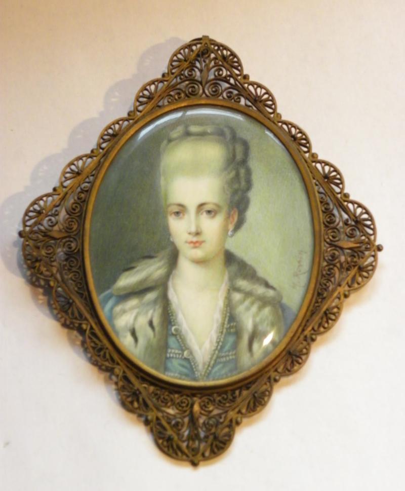 18th Century Hand Painted Portrait Miniature- Artist Signed.