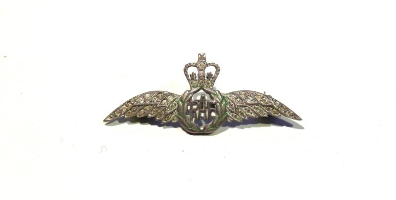 1950's RAF White Metal & Marcasite Sweetheart Brooch