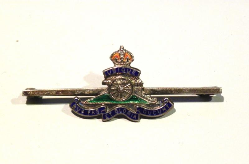 WW2 Era Silver & Enamel Royal Artillery Sweetheart Brooch