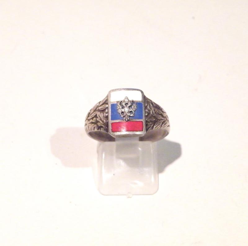 Rare Imperial Russian Military Officers Silver & Enamelled Ring.