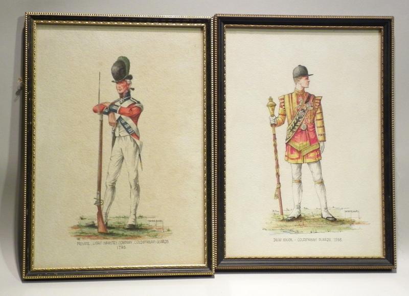 Pair of Vintage Watercolour Painting Coldstream Guards.