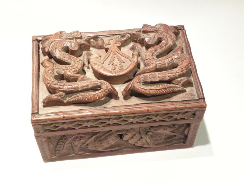 Victorian Indian Carved Wood Box – Oxfordshire 52nd Reg of Foot