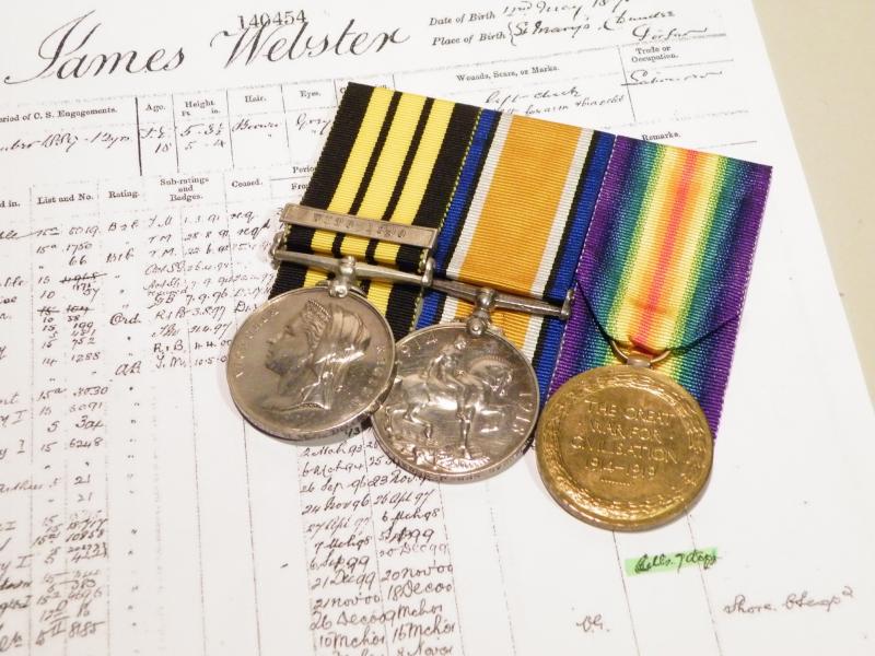 Scarce Trio of Medals to Webster Royal Navy – Royal Engineers.