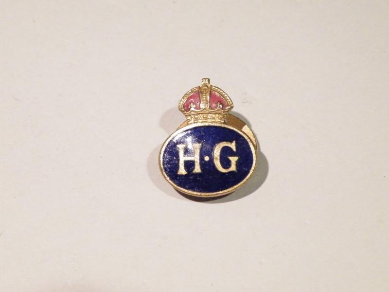 WW2 Era Brass and Enamel Home Guard Button/Lapel Badge