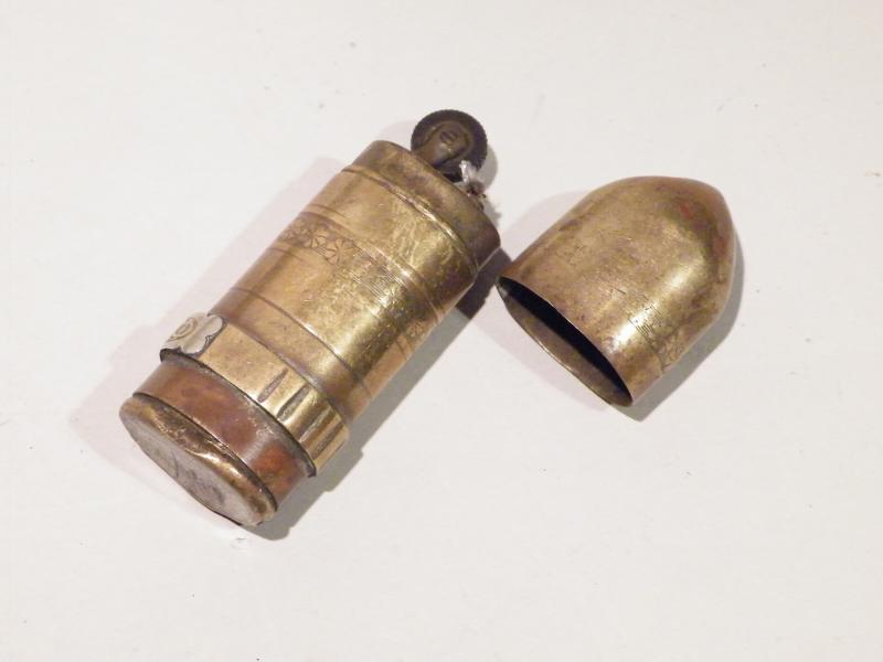 WW1 Era Trench Art Shell Head Cigarette Lighter