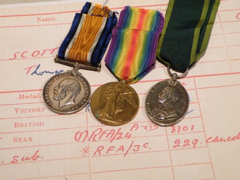 WW1 Trio of Medals to Scott Territorial RFA.