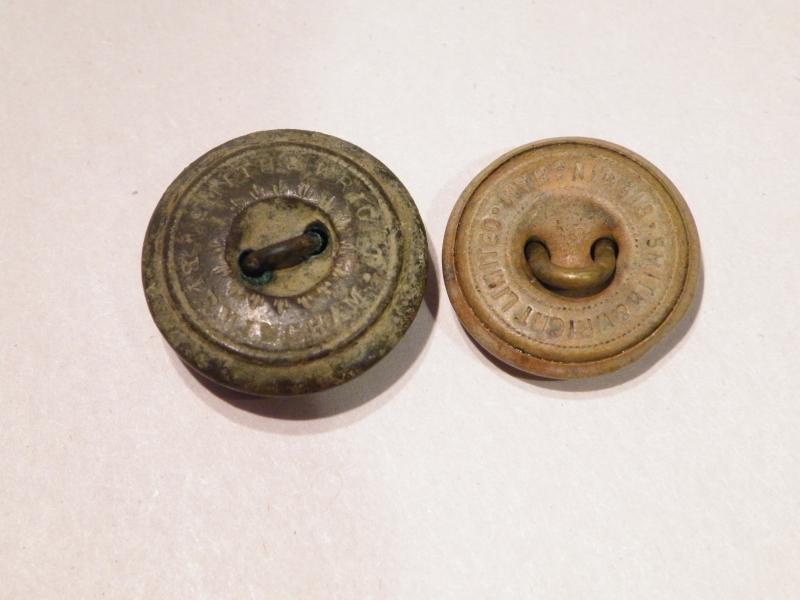 Two Victorian Brass Uniforms Buttons – Same Maker