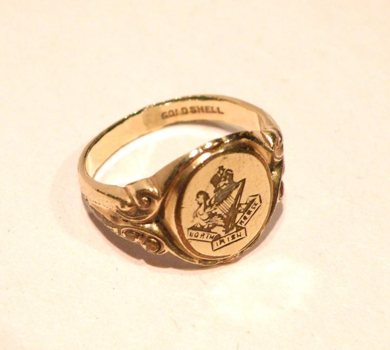WW1 Era Officers Signet Ring North Irish Horse.