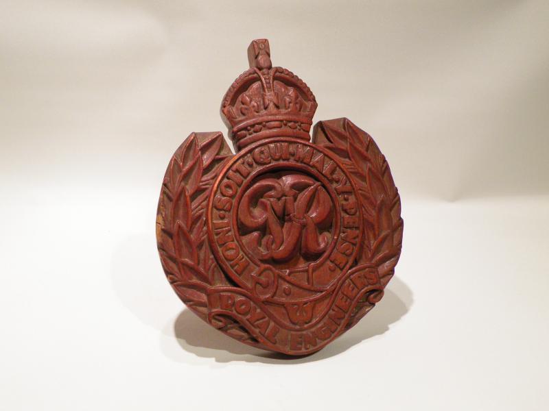 George VI Royal Engineers Wood Plaque with Back Stand