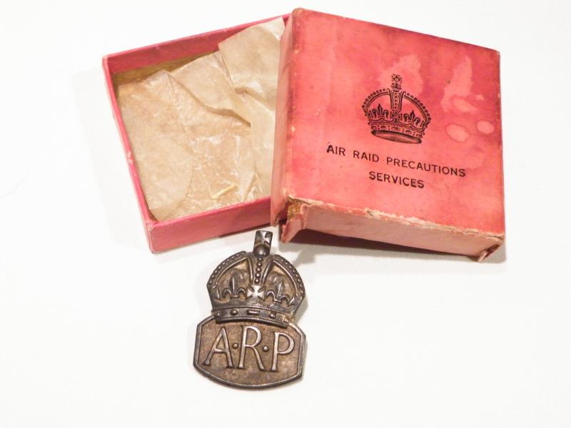 WW2 Boxed Hallmarked Silver ARP Badge