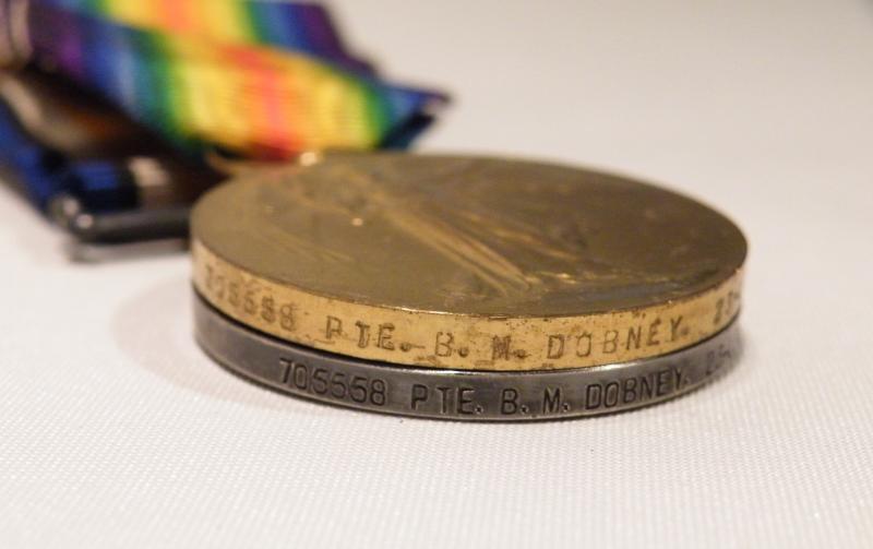 WW1 Medal Pair Etc to Dobney 23rd Londons.
