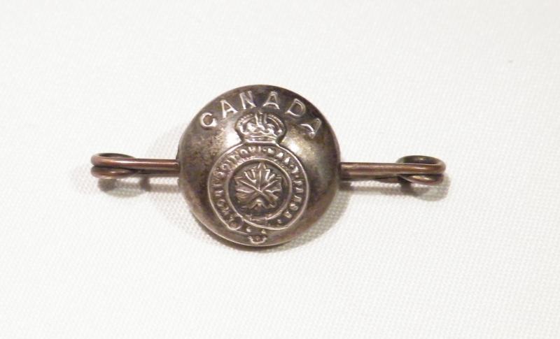 WW1 Era Canadian Button Silver Sweetheart Brooch