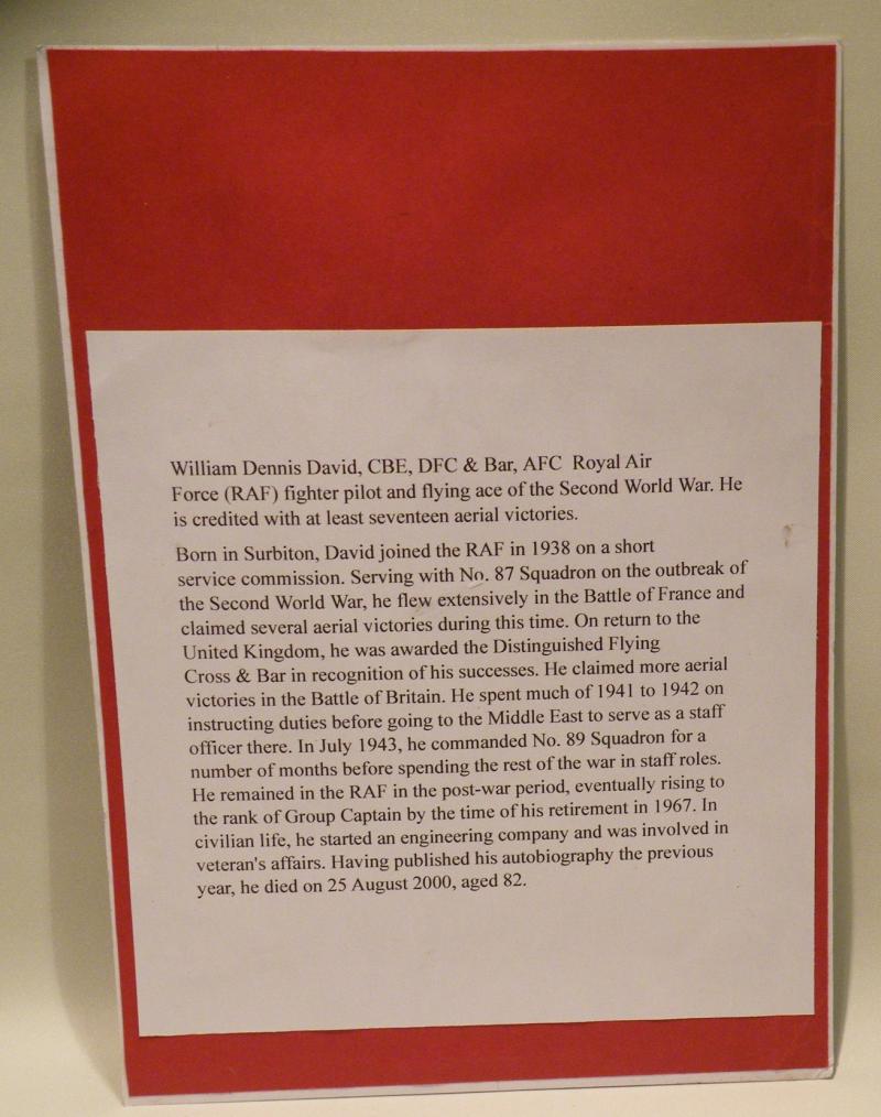 Original Signature of Dennis David – Battle of Britain Pilot.