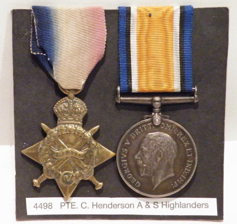 WW1 Pair to Henderson A & S H 1/6th (Renfrewshire) Battalion.