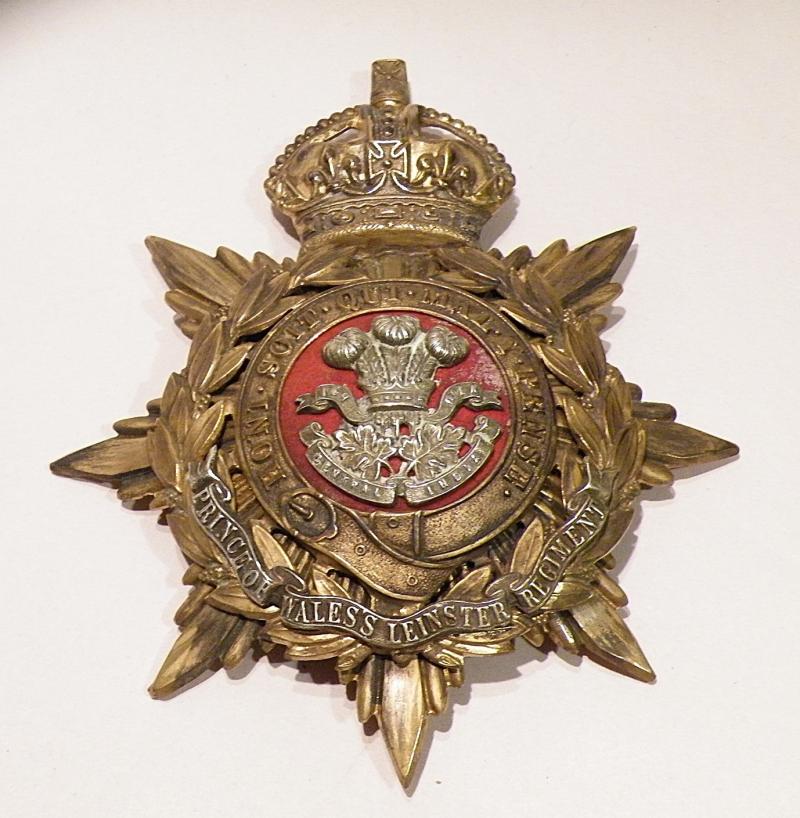 Edwardian Leinster Regiment Officers Helmet Plate.