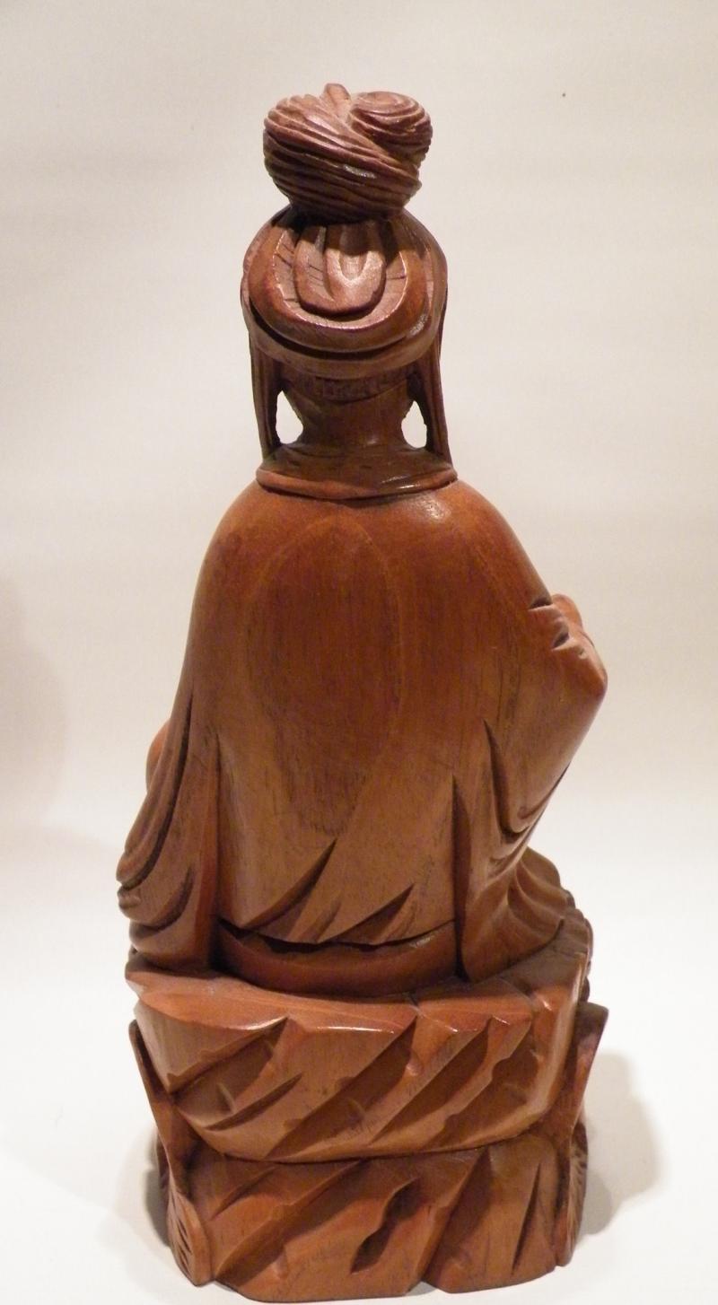 Vintage Chinese Pear Wood Carving of Quan-Yin.