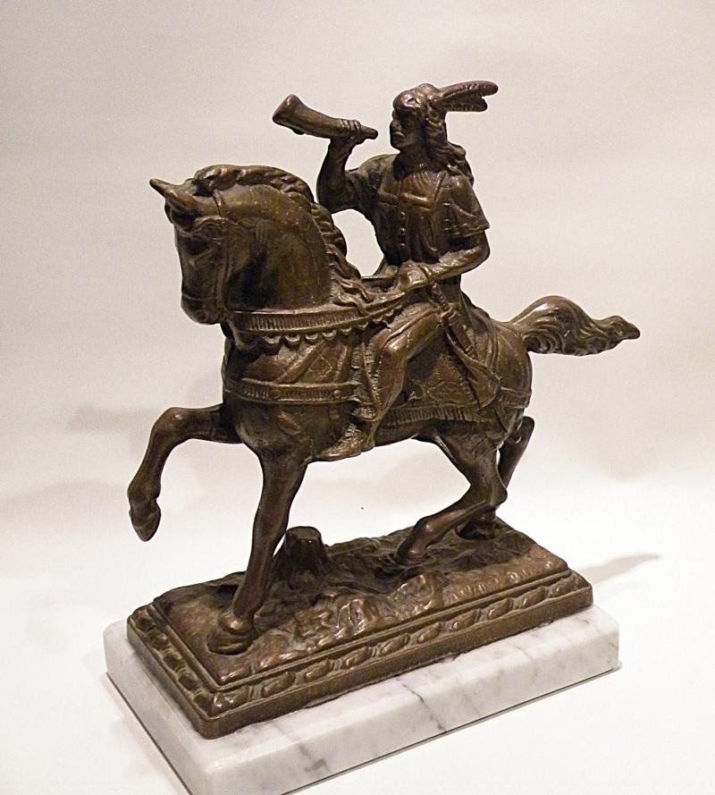 Antique Bronze Figure of Medieval Trumpeter.