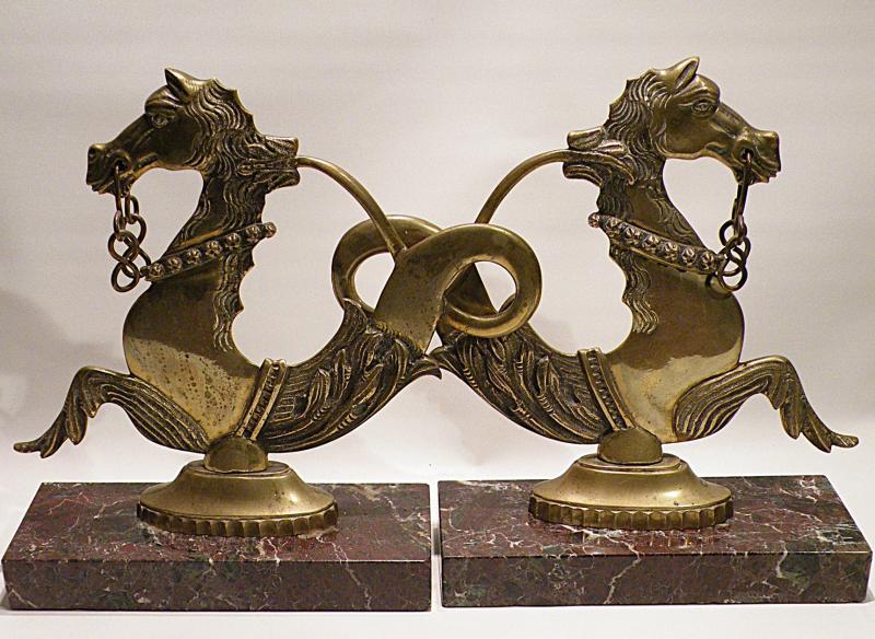Pair Antique Brass Venetian Gondola Horses.