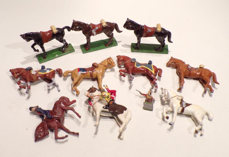 10 old Lead Military Horses.
