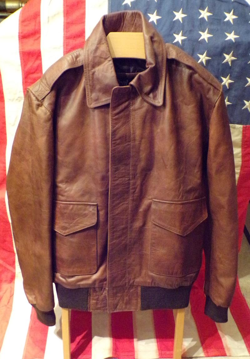 Vintage Brown Tan Leather A-2 Bomber Style Jacket