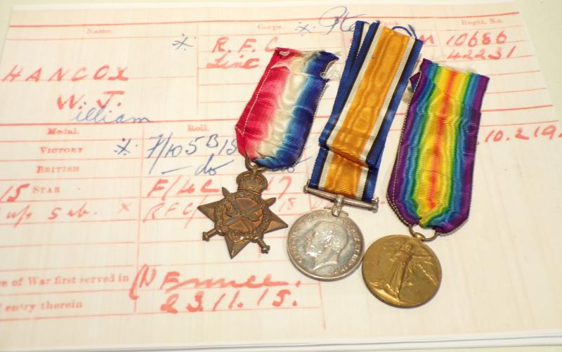 WW1 Medal Trio to Hancox RFC & Lincs Reg.
