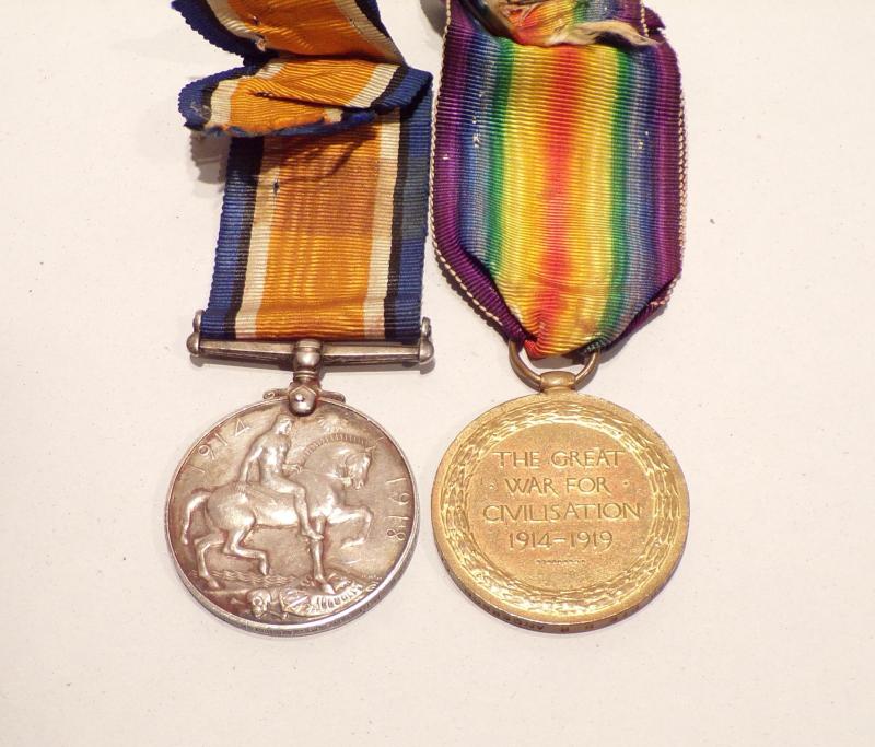 WW1 Medal Pair to Anderson Cambridgeshire Regiment.