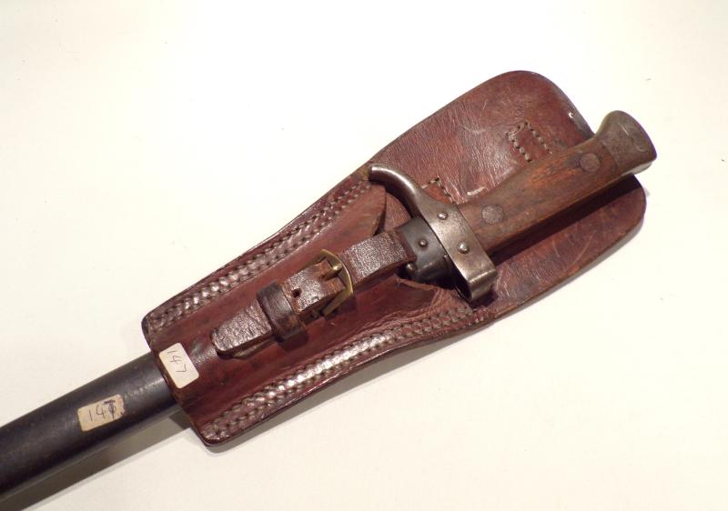 WW1 Era French M1892 Mk2 Mannlicher Berthier Bayonet & Frog.